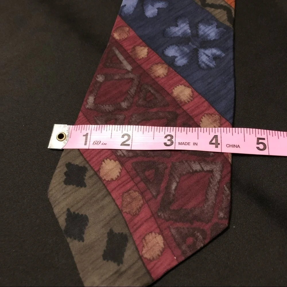 Vintage John Henry 100% Silk Tie. Abstract Design including Florals. Multicolor.